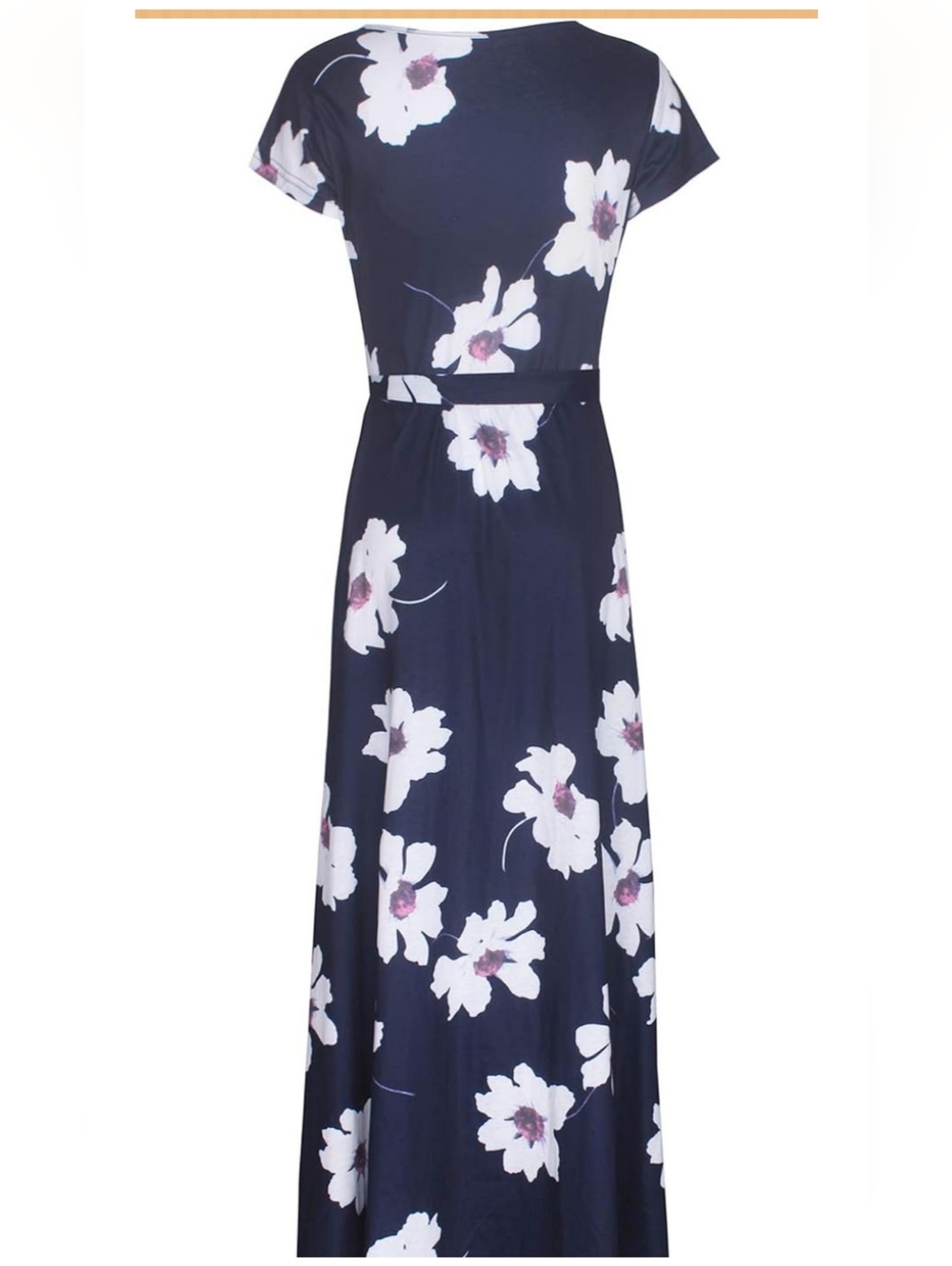 Amazon Krandia Maxi Dress, XL, Cotton Knit, Crossover Top, A Line, Short Sleeves - Picture 2 of 7